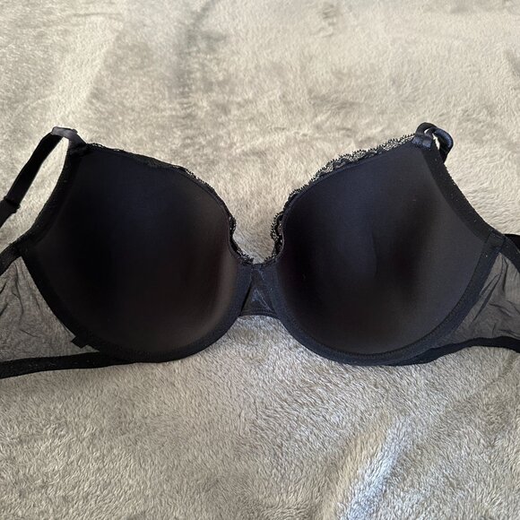 Victoria's Secret Black Lace Lined Demi Bra Underwire Women's 34 DDD 34F - Picture 3 of 4